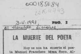 La muerte del poeta  [artículo] Ramón Riquelme.