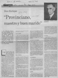 Don Enrique "provinciano, maestro y buen marido"  [artículo] HOM.