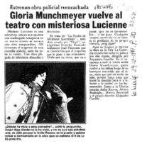 Gloria Munchmeyer vuelve al teatro con misteriosa Lucienne  [artículo].