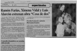 Ramón Farías, Ximena Vidal y Luis Alarcón estrenan obra "Cosa de dos"