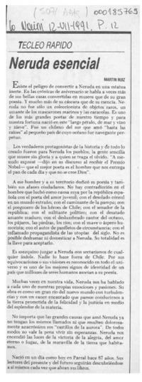 Neruda esencial  [artículo] Martín Ruiz.