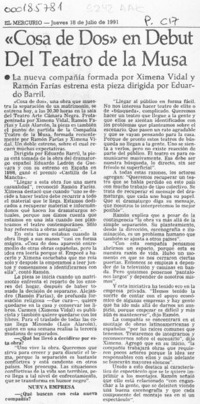 "Cosa de dos" en debut del Teatro de la Musa