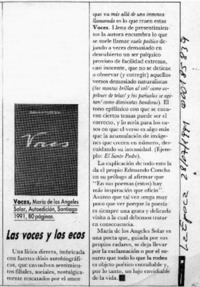 Las voces y los ecos  [artículo] Carlos Olivárez.