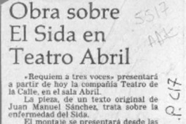 Obra sobre el Sida en teatro Abril  [artículo].