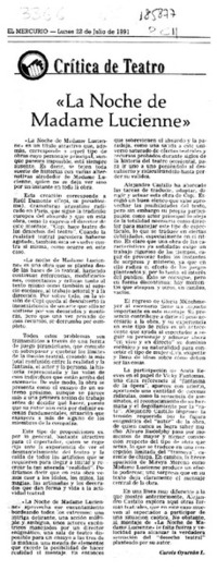 "La noche de Madame Lucienne"  [artículo] Carola Oyarzún L.