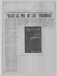 "Bajo la piel de las palabras"
