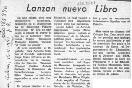 Lanzan nuevo libro  [artículo].