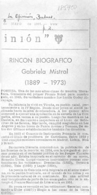 Gabriela Mistral (1889-1957)