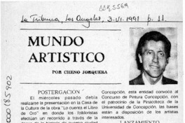 Mundo artístico  [artículo] Cheno Jorquera.