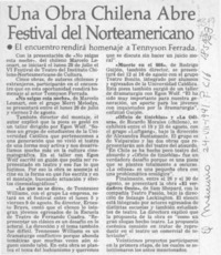Una Obra chilena abre festival del norteamericano  [artículo].