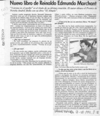 Nuevo libro de Reinaldo Edmundo Marchant  [artículo].