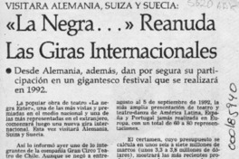 "La Negra -- " reanuda las giras internacionales  [artículo].