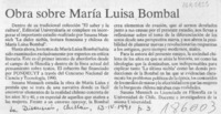 Obra sobre María Luisa Bombal  [artículo].