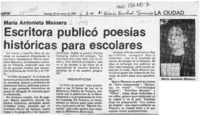 Escritora publicó poesías históricas para escolares  [artículo].