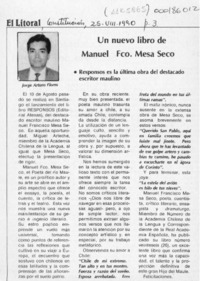 Un nuevo libro de Manuel Fco. Mesa Seco  [artículo] Jorge Arturo Flores.