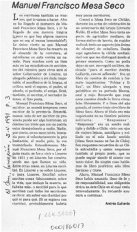 Manuel Francisco Mesa Seco  [artículo] Andrés Gallardo.