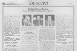 Por incidente con Menem, Lafourcade marginado de la TV  [artículo].