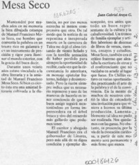 Mesa Seco  [artículo] Juan Gabriel Araya G.