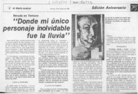 "Donde mi único personaje inolvidable fue la lluvia"  [artículo].