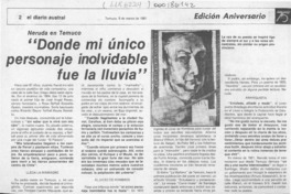 "Donde mi único personaje inolvidable fue la lluvia"  [artículo].