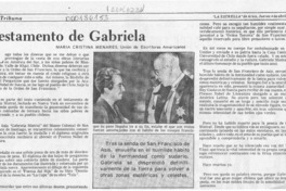 Testamento de Gabriela  [artículo] María Cristina Menares.