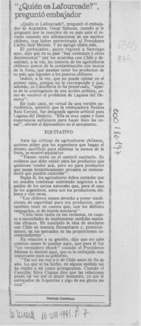 "Quién es Lafourcade?", preguntó embajador  [artículo] Patricia Escalona.