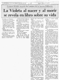 La Violeta al nacer y al morir se revela en libro sobre su vida  [artículo].