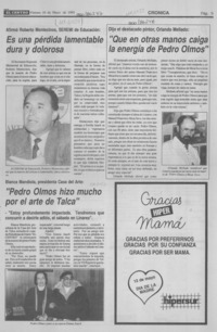 "Que en otras manos caiga la energía de Pedro Olmos"