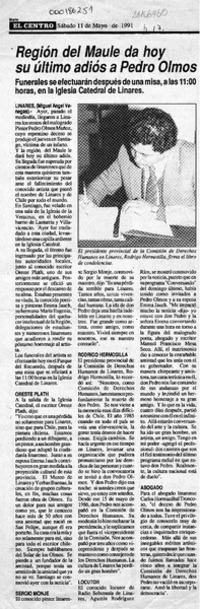 Región del Maule da hoy su último adiós a Pedro Olmos  [artículo].