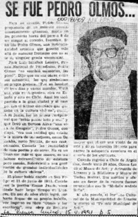 Se fue Pedro Olmos --  [artículo].