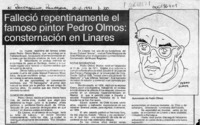 Falleció repentinamente el famoso pintor Pedro Olmos, consternación en Linares  [artículo].