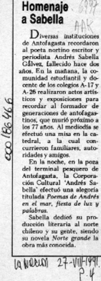 Homenaje a Sabella  [artículo]