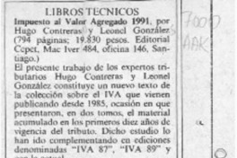 Impuesto al valor agregado  [artículo] Osvaldo Torres-Ahumada.
