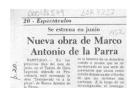Nueva obra de Marco Antonio de la Parra  [artículo].
