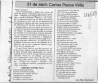 21 de abril, Carlos Pezoa Véliz  [artículo] Juan Meza Sepúlveda.