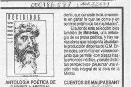 Antología poética de Gabriela Mistral  [artículo] Fernando Quilodrán.
