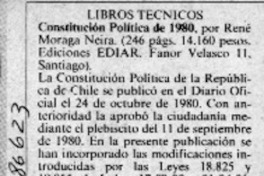 Constitución política de 1980  [artículo] Osvaldo Torres Ahumada.