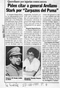 Piden citar a general Arellano Stark por "Zarpazos del puma"  [artículo].