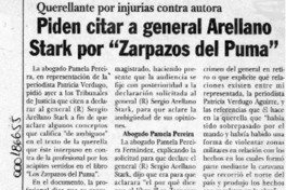 Piden citar a general Arellano Stark por "Zarpazos del puma"  [artículo].