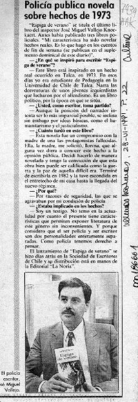 Policía publica novela sobre hechos de 1973  [artículo].