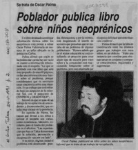 Poblador publica libro sobre niños neoprénicos  [artículo].