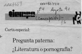 Pregunta paterna, literatura o pornografía?  [artículo] Paz Miranda.