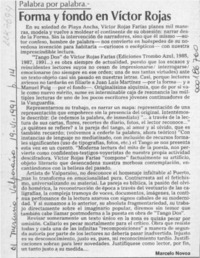 Forma y fondo en Víctor Rojas  [artículo] Marcelo Novoa.
