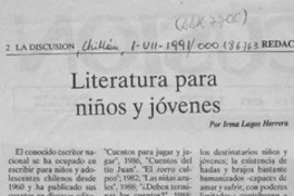 Literatura para niños y jóvenes  [artículo] Irma Lagos Herrera.