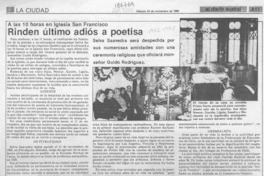 Rinden último adiós a poetisa  [artículo].
