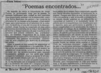 "Poemas encontrados -- "  [artículo] Eliana Veloso.