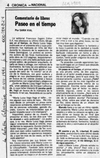 Paseo en el tiempo  [artículo] Sara Vial.