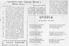 Epistolario entre Gabriela Mistral y Alfonso Reyes  [artículo] Wellington Rojas Valdebenito.