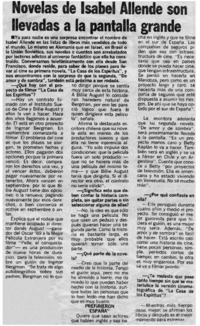 Novelas de Isabel Allende son llevadas a la pantalla grande