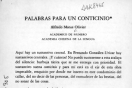 Palabras para un conticinio  [artículo] Alfredo Matus Olivier.